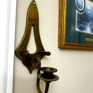 2 antique brass wall sconces